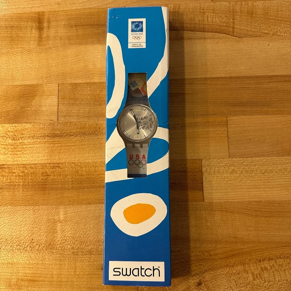VTG Swatch Watch Athens 2004 Olympics, USA New in Box/sleeve UNISEX NEVER WORN!